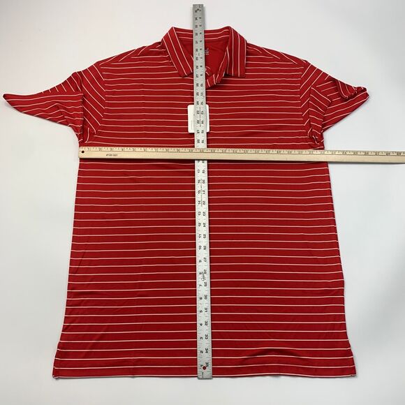 Oxford America Polo Shirt Mens L Large Cardinal Red Striped Performance Golf - Picture 6 of 9